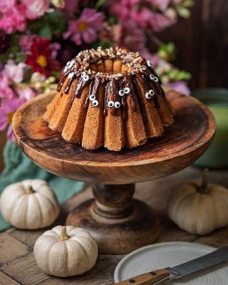 Halloweenská Pekanovo-jablečná bábovka. 👻🍎 Když se venku ochladí, není nic lepšího než teplo z trouby a vůně jablek s...